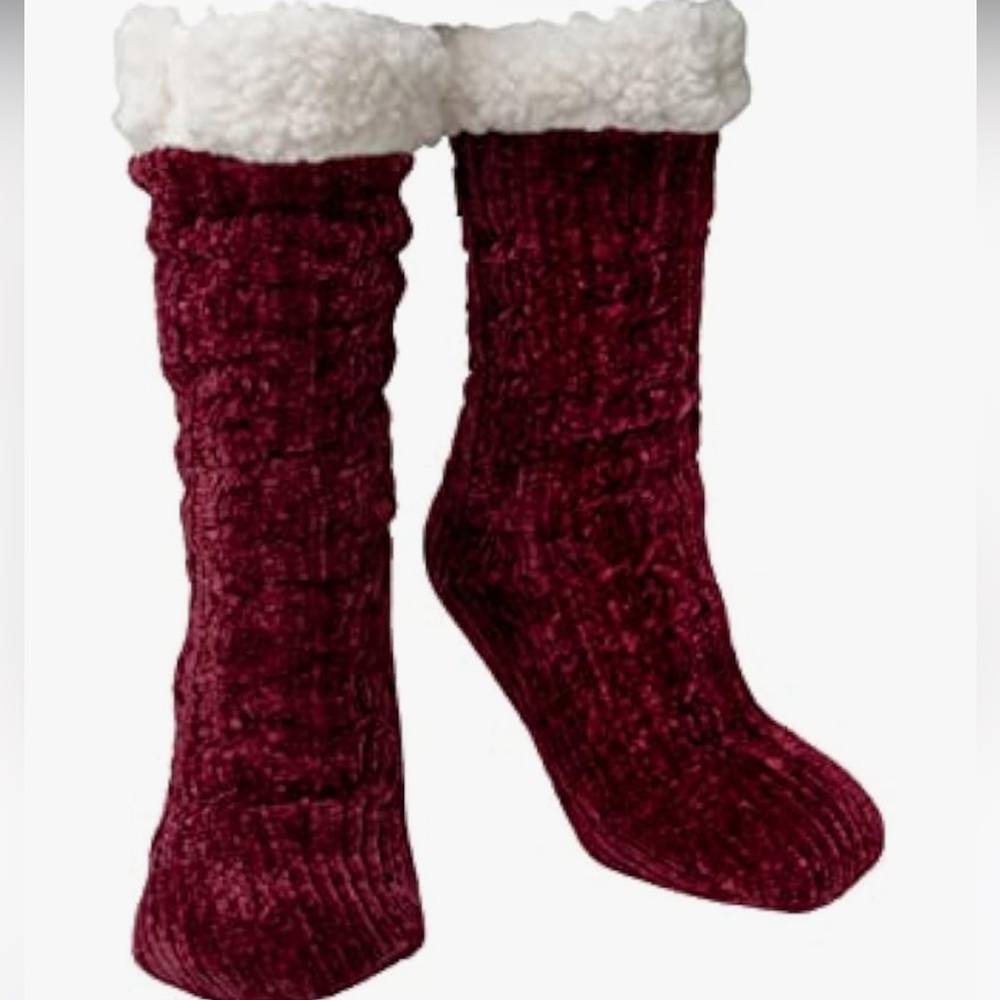 Sir Woolly Sock co.Cozy Red Knit Socks with White Fleece Lining - Picture 4 of 8